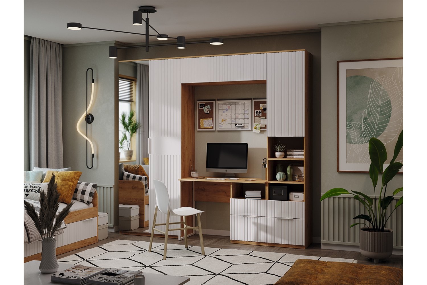 Шкаф комбинированный Хилтон с 2 дверями в светлом цвете 90х226х42.8 см