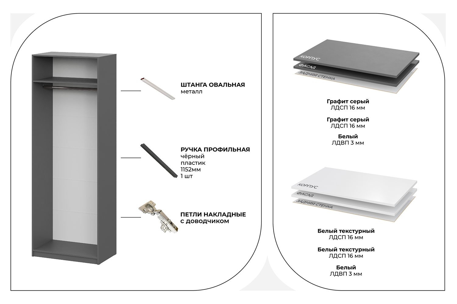 Shkaf SHK 5 / 80, 1x221, 6x50, 6 / 2 eshiklar / qora