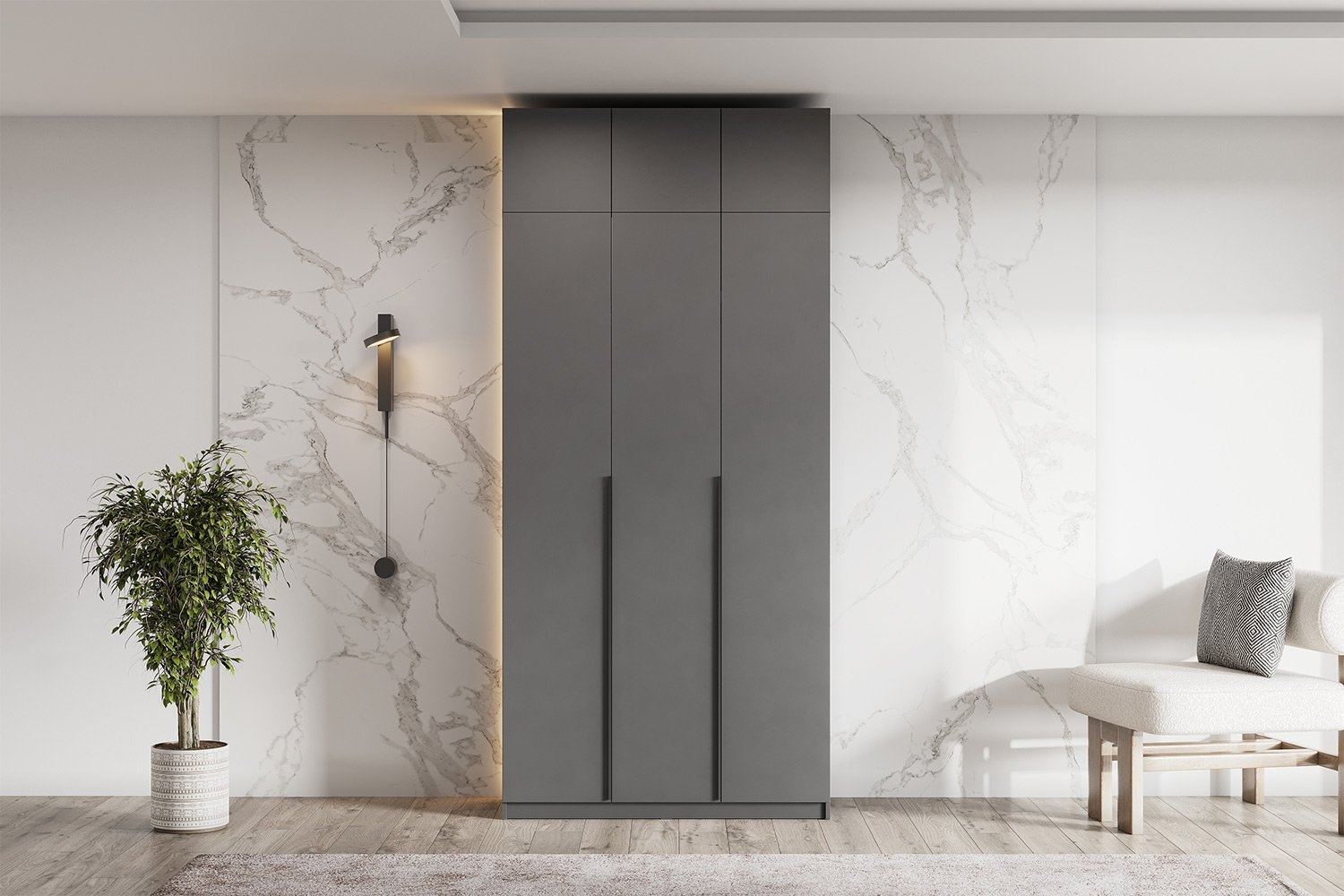 SHK shkafi 5 / 120.1 x 260 x 50.6 / 3 eshiklar / qora