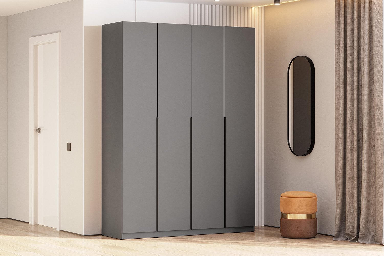 Shkaf SHK 5 / 80,1 x 260 x 50,6 / 2 eshik / qora