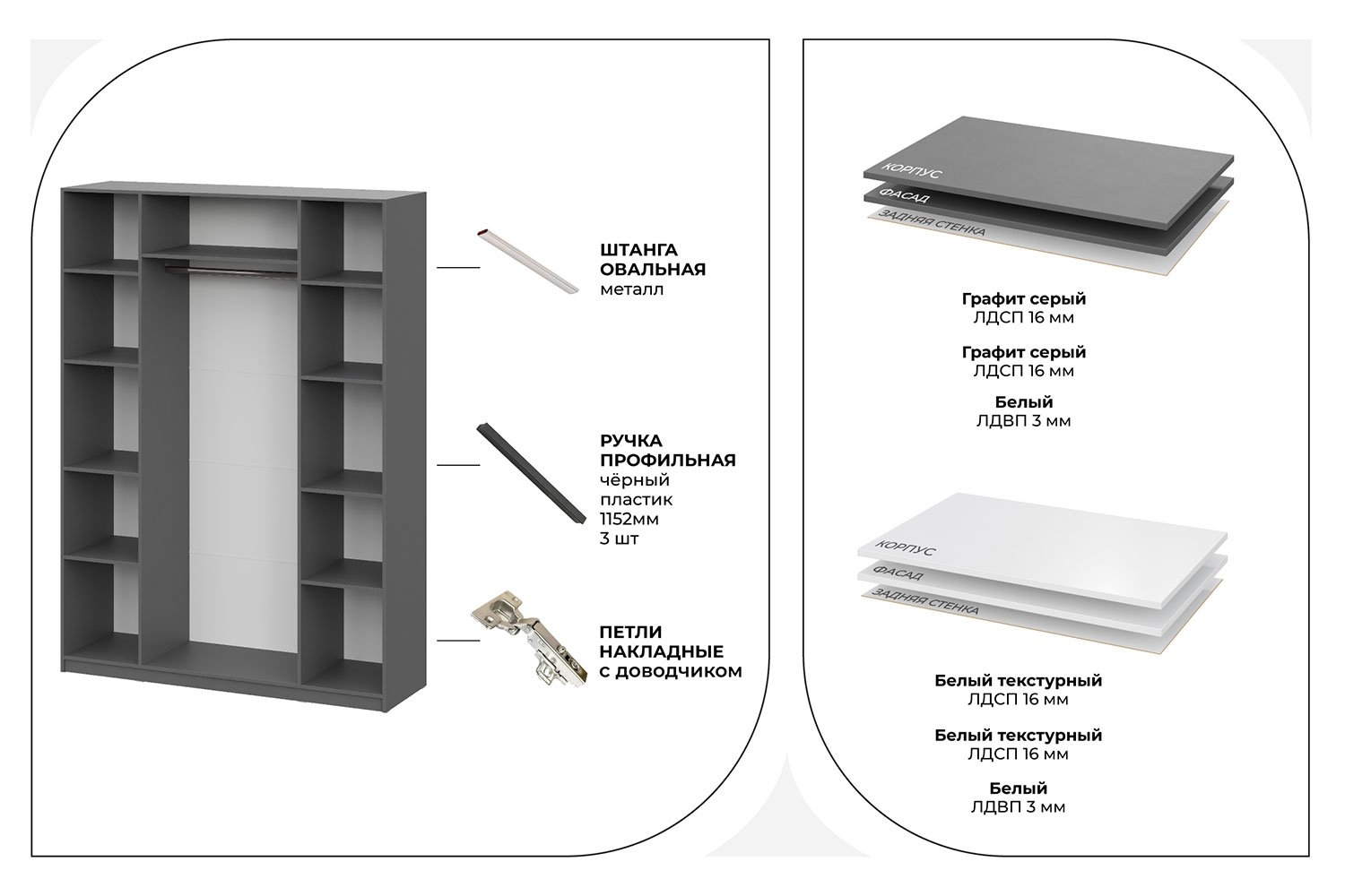 Shkaf SHK 5 / 80,1 x 260 x 50,6 / 2 eshik / qora