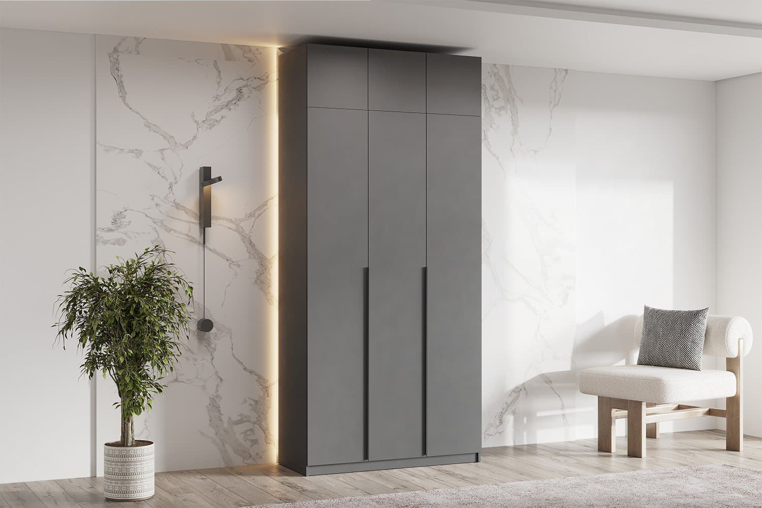 SHK shkafi 5 / 120.1 x 260 x 50.6 / 3 eshiklar / qora