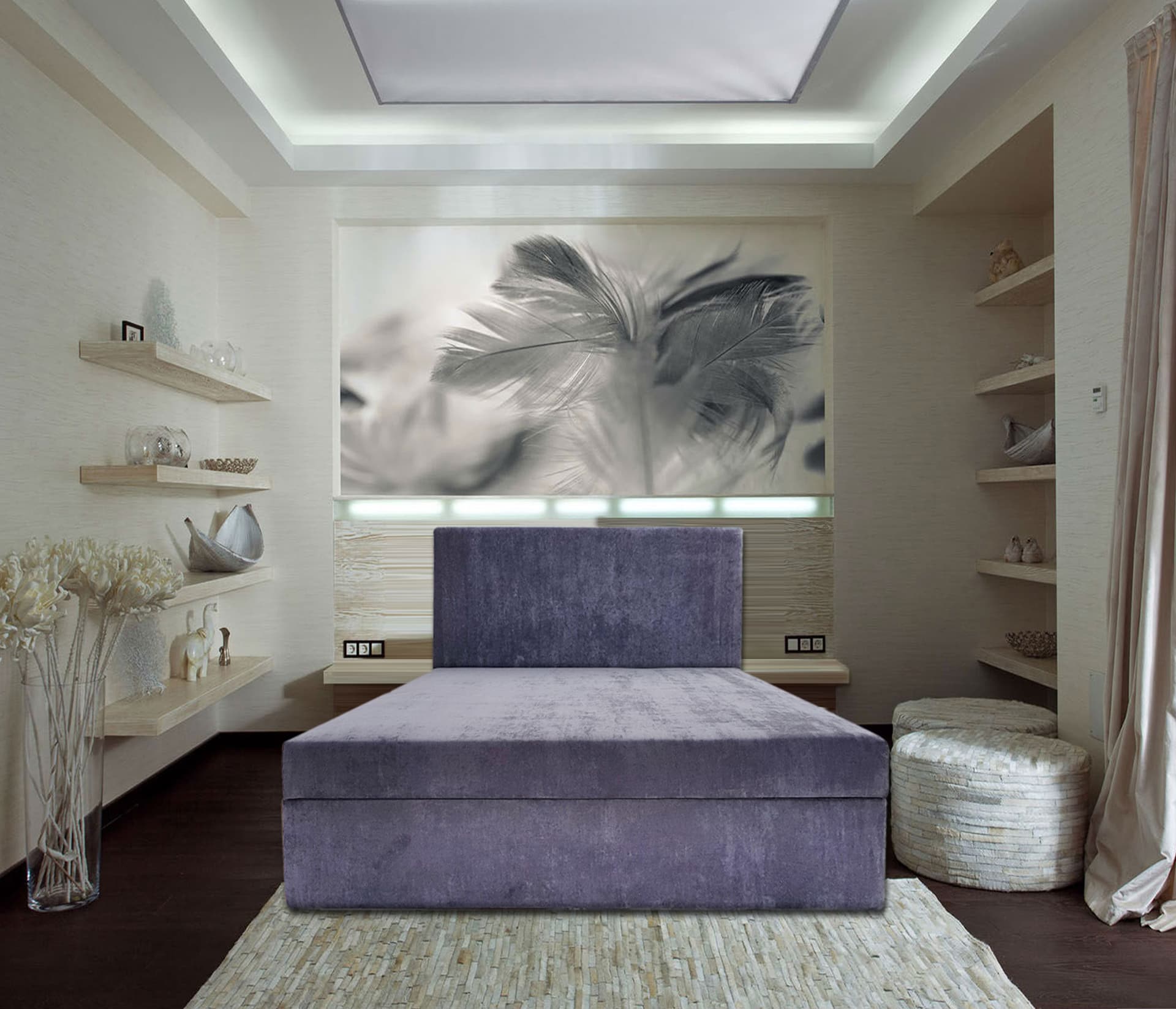 Atlant bed with lifting mechanism, 160x200, velour